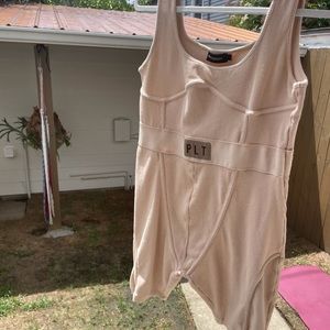 Prettylittlething nude logo romper